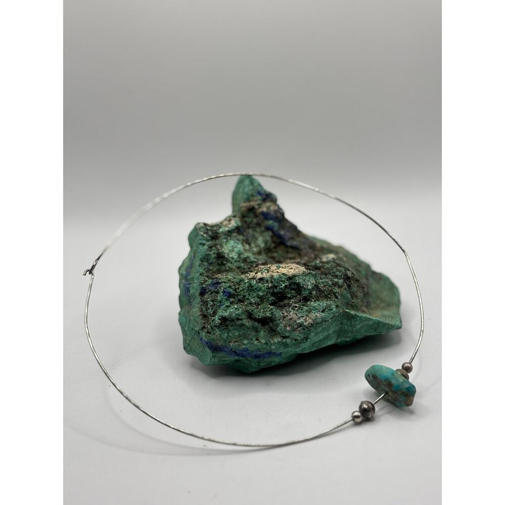 Turquoise & Silver Beads- Wire Choker